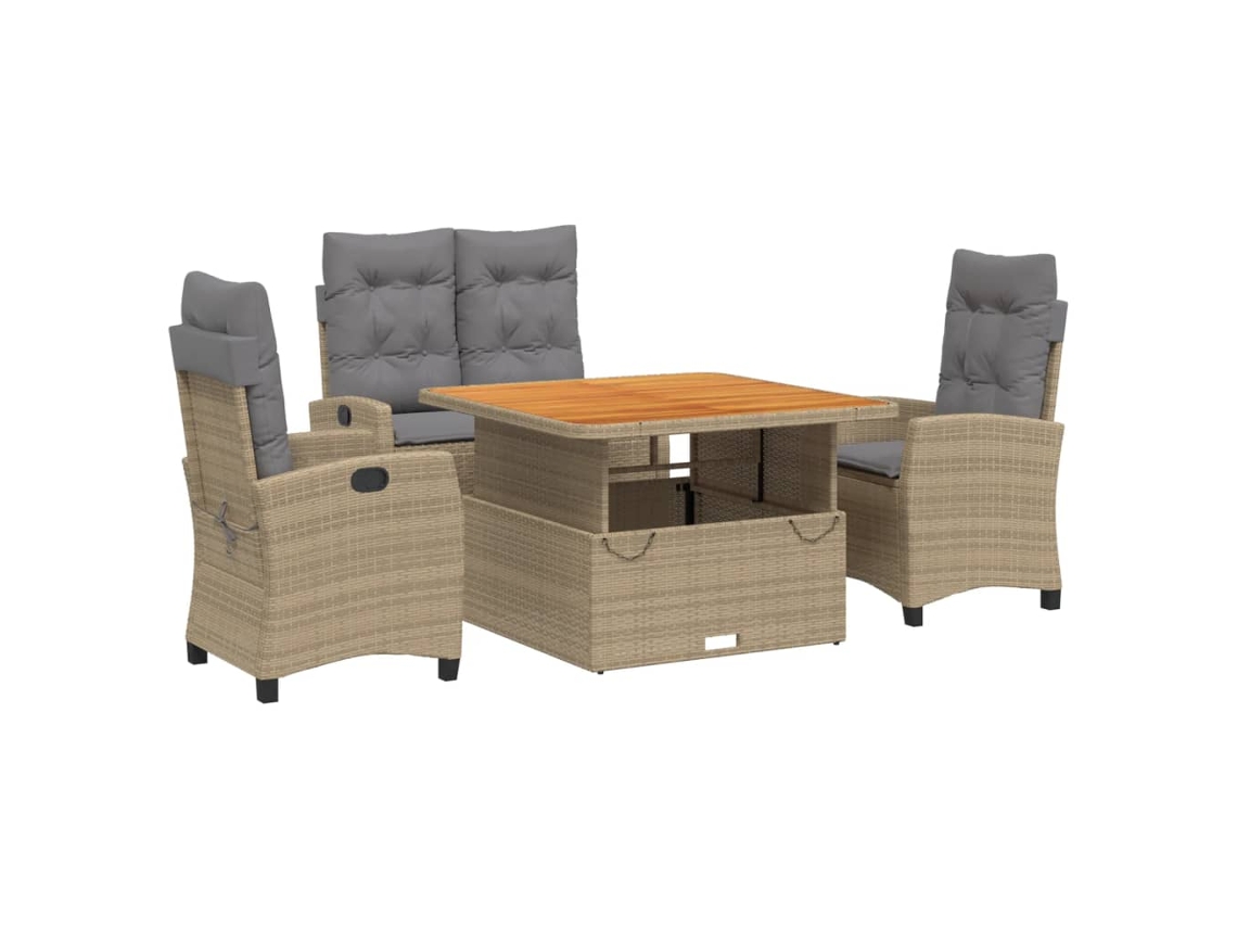 Garden Dining Set, Garden Dining Sets Vidaxl Bege Rattan / Vime (110 Cm Table Length)