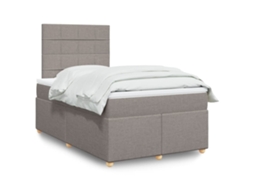 Vidaxl Cama Boxspring C/ Colchão 120x190cm Tecido Castanho-acinzentado