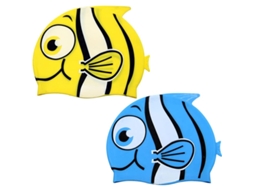 2 Pacotes Bonés De Natação Infantil Peixe Cartoon Elástico Impermeável Para Meninos E Meninas (1*azul E 1*amarelo)