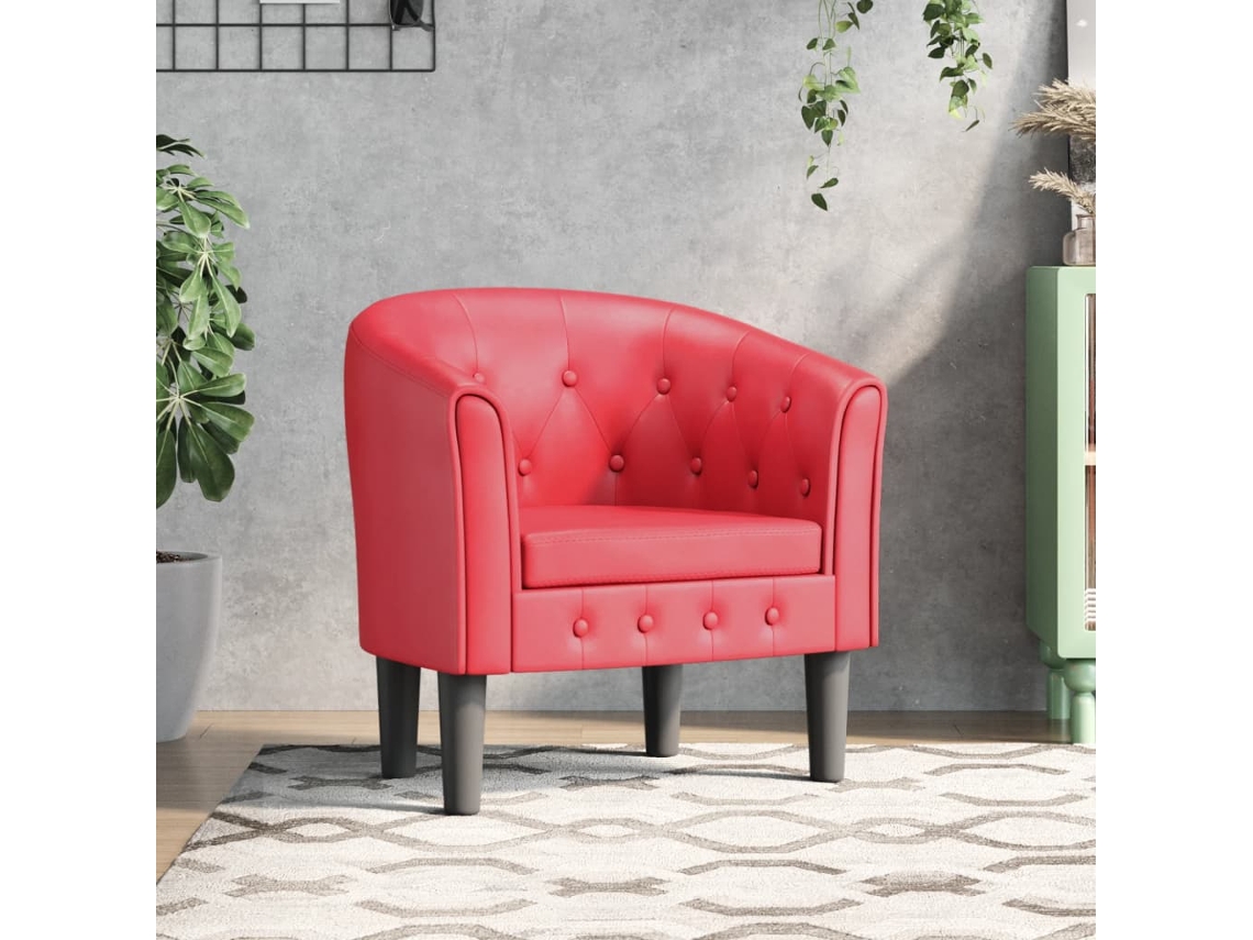 Vidaxl Poltrona Couro Artificial Vermelho