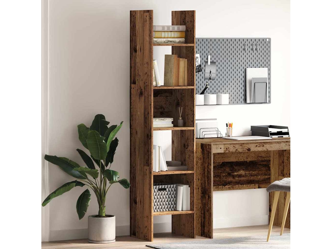 Vidaxl Gabinete De Livros 5 Níveis 40 X 35 X 180 Cm Madeira Antiga