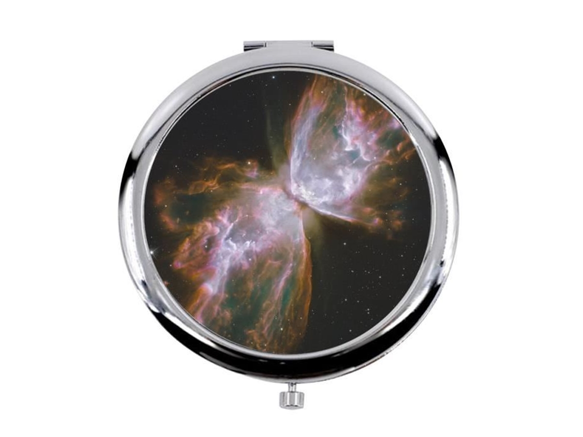 Espelho de Bolso de Metal Nebulosa Borboleta Astronomia Galáxia Espacial Diâmetro 70Mm FABULOUS
