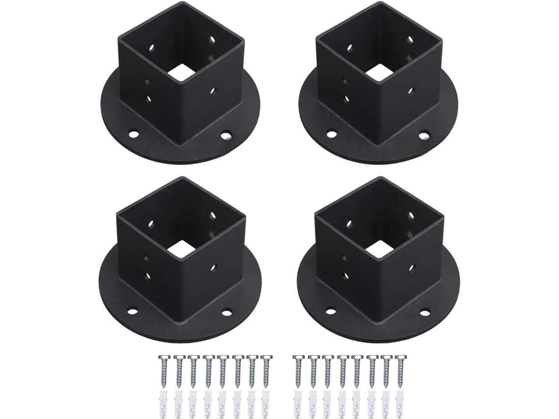Kit De 4 Suportes Quadrados De Metal Reforçado Para Postes De Cerca, Ideais Para Corrimãos Firmes E Estáveis, Para