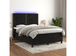 Vidaxl Cama Box Spring C/ Colchão/led 140x200 Cm Veludo Preto