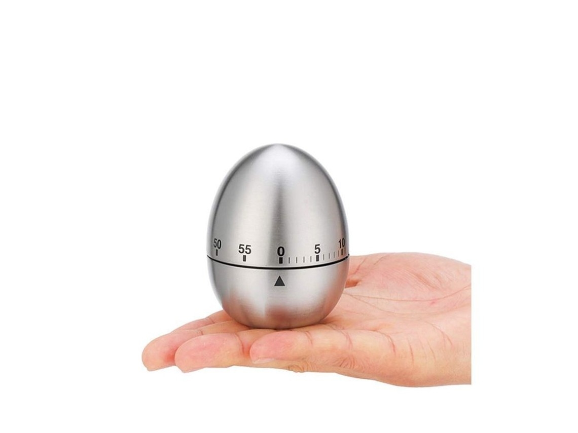 Mechanical Egg Timer, Stainless Steel Kitchen Timer For Children, Egg-shaped With Silver Plating.