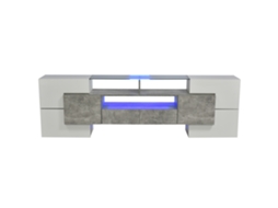 Móvel De Tv Estiloso Em Branco Brilhante 200 Cm Com Iluminação Led,design Moderno E Superfície De Vidro Elegante Para Sala De Estar