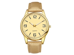 Relógio feminino Gaiety de luxo, elegante, com mostrador redondo, pulseira de PU e movimento analógico de quartzo, na cor dourada.