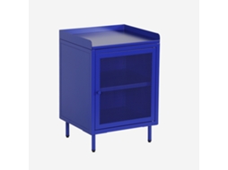 Mesa De Cabeceira Industrial Em Metal Com 1 Porta, Azul