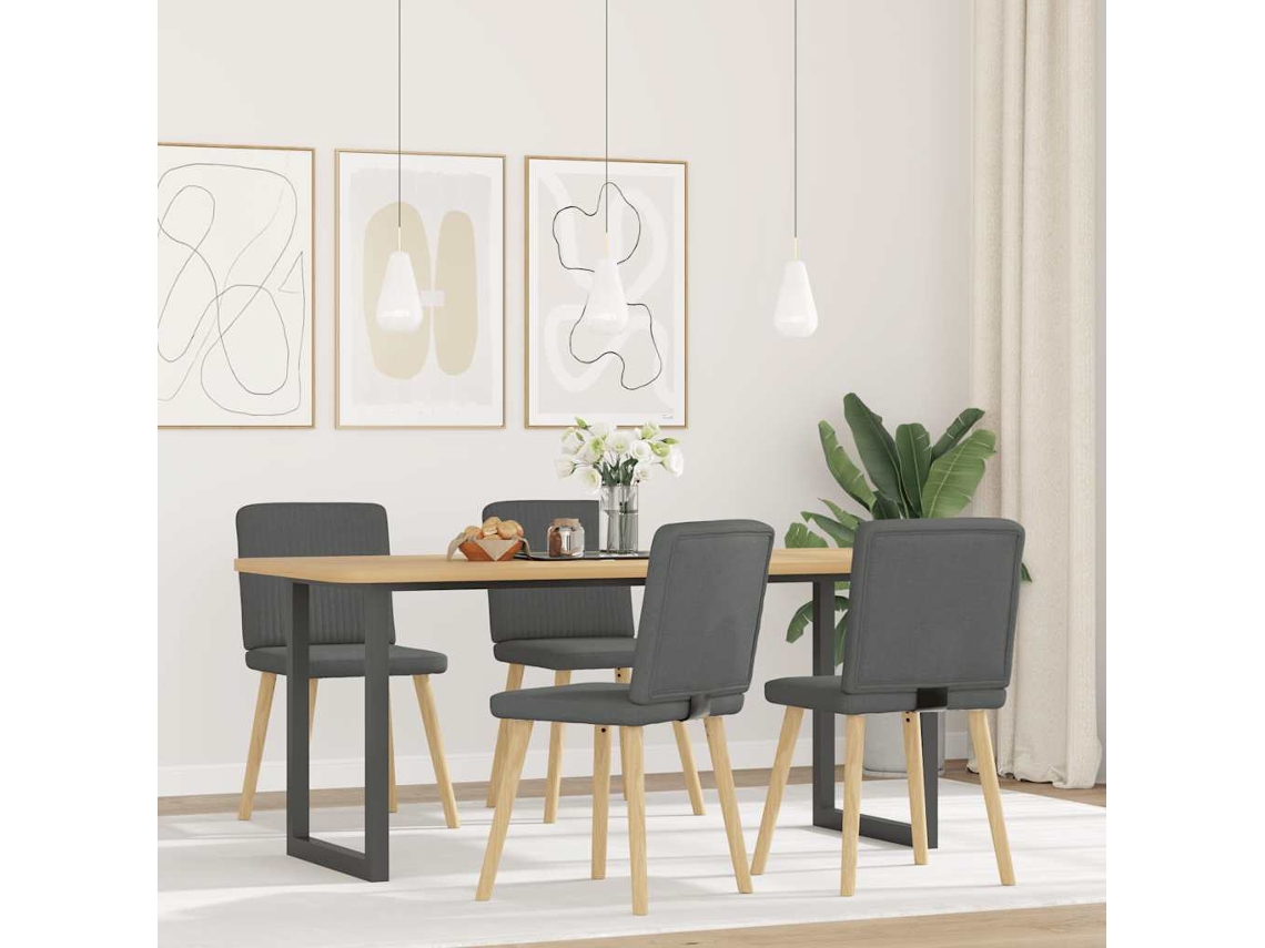 Vidaxl Cadeiras De Jantar 4 Pcs Tecido Cinzento-escuro