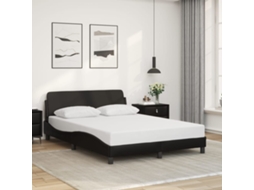 Estrutura Cama C/ Cabeceira 140x190 Cm Couro Artificial Preto