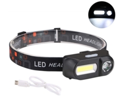 Lanterna de Cabeça Recarregável Led Usb Farol de Cabeça À Prova D'Água 180 Lm Cob100 Lm Xpe YIZHOOD Lantern-0064 Lanterna de Cabeça Preta YIZHOOD