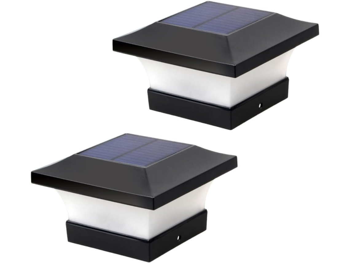 Conjunto De 2 Luminárias Solares Para Postes, Com Luz Led Branca, Ideais Para Decoração De Jardins E Pátios.