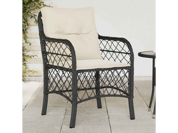 Vidaxl Cadeiras De Jardim Com Almofadões 2 Pcs Vime Pe Preto