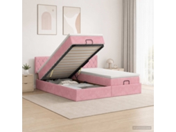 Vidaxl Cama Ottoman Com Colchão E Led Rosa 200 X 200 Cm Veludo