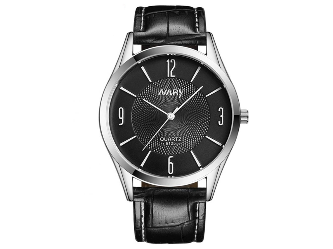 Relógio De Casal Nary Waterproof Dial Duplo Circle Bracelet Couro Pu (preto Homem)