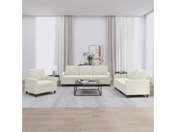 Vidaxl 3 Pcs Conjunto De Sofás Com Almofadões Veludo Cor Creme