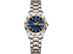 Lurelia Relógio Feminino, Movimento De Quartzo, Analógico, Luminoso, Detalhes Com Strass, Aço Inoxidável, Resistente À Água, Verde, Dourado