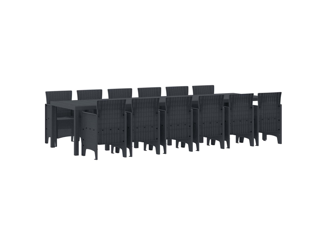 Vidaxl Conjunto De Jantar Para Jardim 13 Unid. Antracite Rattan Polt