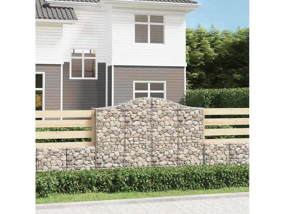 Vidaxl Cestos Gabião Arqueados 12 Pcs 200x50x140/160 Ferro Galvanizado