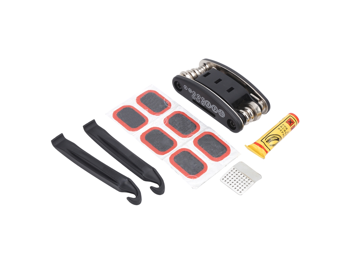 Kit de Reparo de Pneu Mali com ferramentas multifuncionais e parches