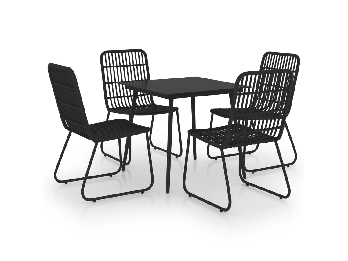 Dining Set, Dining Sets Vidaxl Preto Rattan / Vime (mesa Com 80 Cm De Comprimento)