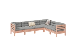 Vidaxl 6 Pcs Conj. Sofás Jardim C/ Almofadões Madeira Abeto-de-douglas