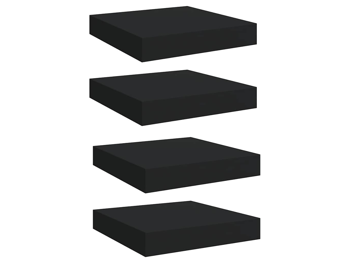 Prateleiras de Parede Suspensas 4 Pcs 23x23,5x3,8cm MDF Preto MAISON EXCLUSIVE