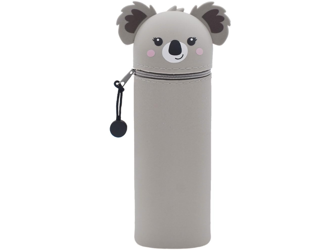 Estojo para Lápis, com Zíper, Macio, Silicone, Cinza, Kawaii, Escolar, Escritório AQUAFORGE