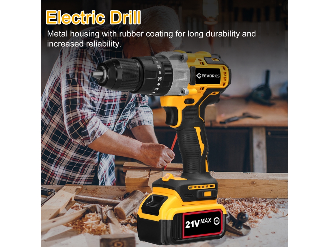 Furadeira Elétrica 21v E Parafusadeira Lítio: 2 Velocidades, 3 Modos, 20 Torque