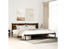 Estrutura De Cama Sem Colchão 193x203cm Metal Carvalho Fumado