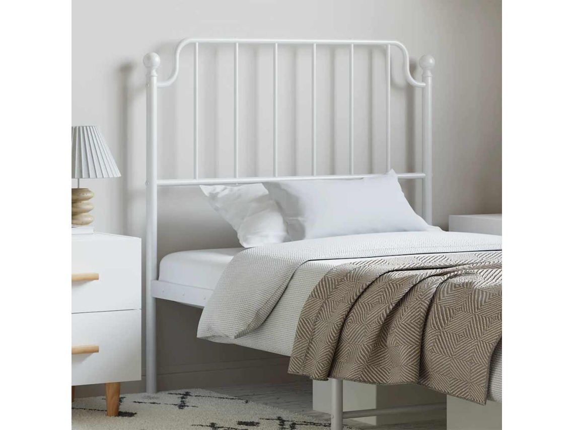 Vidaxl Cabeceira De Substituição 100 Cm Metal Branco