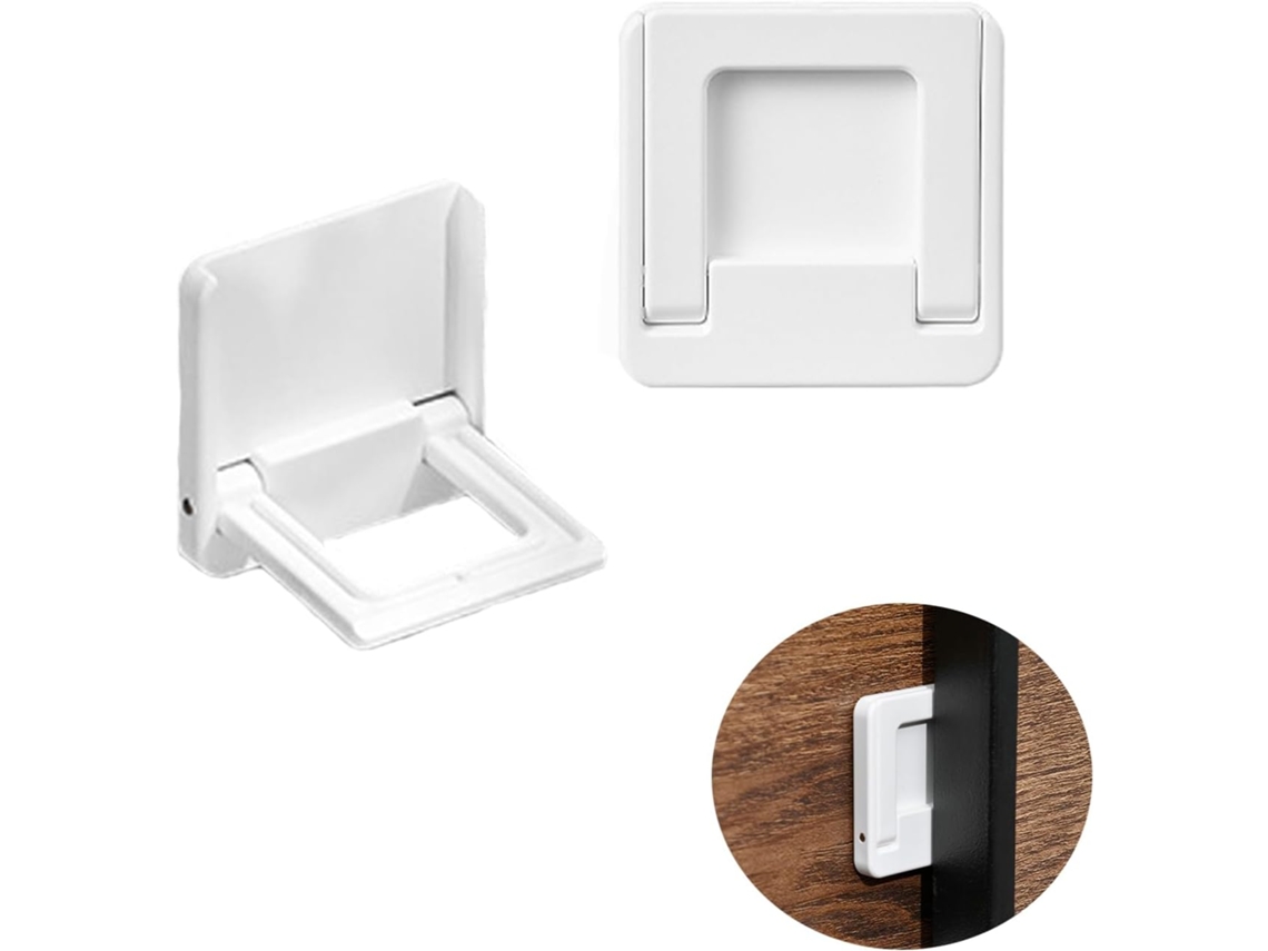 2 Peças De Trava Dobrável Para Porta Correr, Anti-furo, Autoadesiva, Janelas Guarda-roupas, Portas Vidro, Casa, Cozinha E Banheiro.