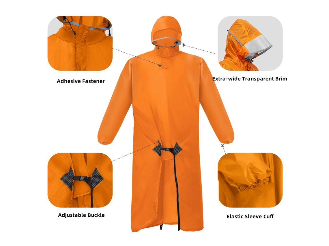 Poncho Impermeável Leve para Adultos com Mangas