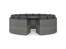 Maison Exclusive - 9 Pcs Conjunto Sofás De Jardim C/ Almofadões Vime Pe Cinzento