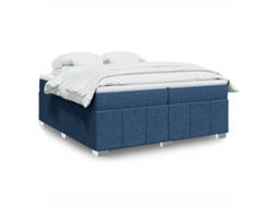 Vidaxl Cama Com Molas/colchão 200x200 Cm Tecido Azul