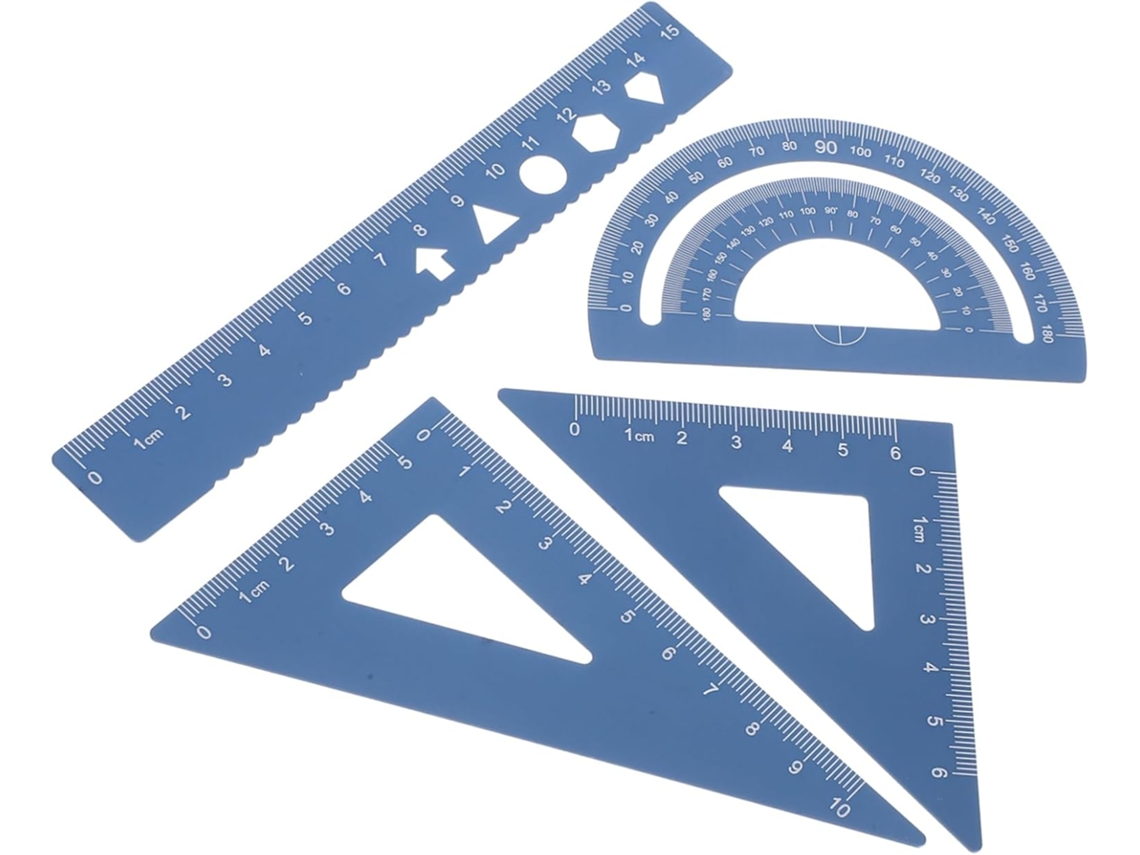 Conjunto De 4 Réguas Triangulares Alumínio Tehaux, Régua Reta, Transferidor, Instrumento De Medição Para Material