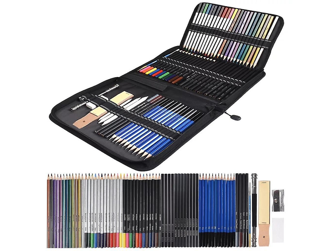 Conjunto de 72 Peças para Desenho, Incluindo Canetas, Lápis de Carvão, Borracha e Kit de Esboço para Arte, Artesanato e Pintura AQUAFORGE
