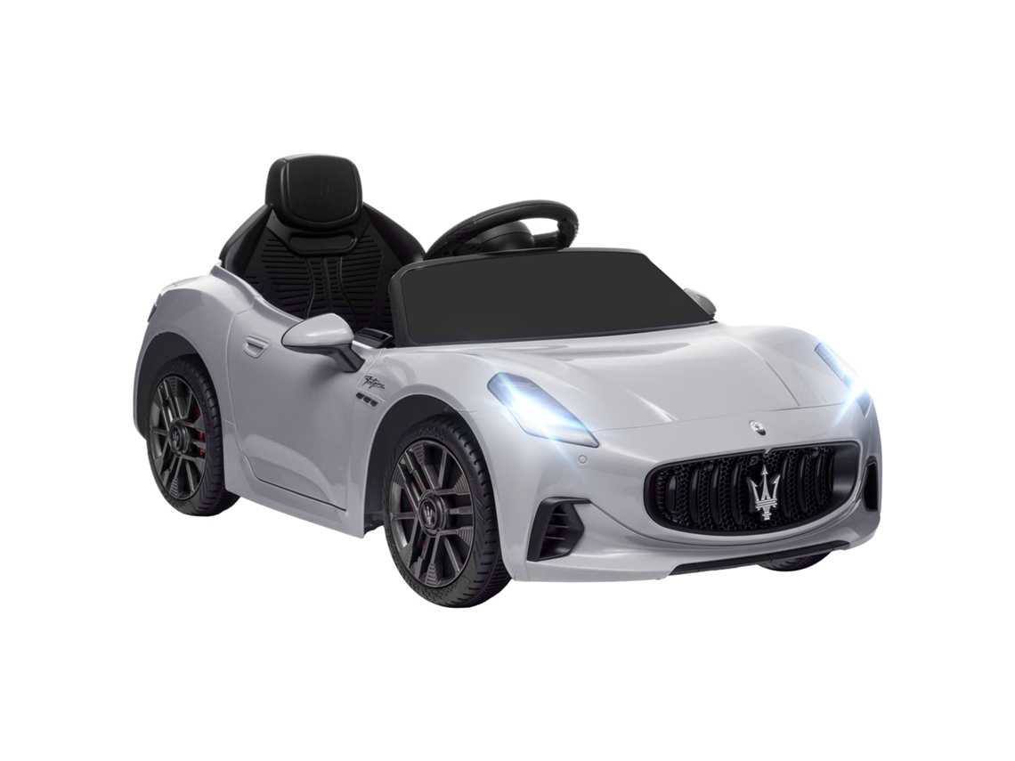 Carro Elétrico para Crianças Maserati Gran Turismo Folgore 12v Controlo Remoto Faróis Buzina e Música Mp3 98x59x43 Cm Cinza LAMAISON