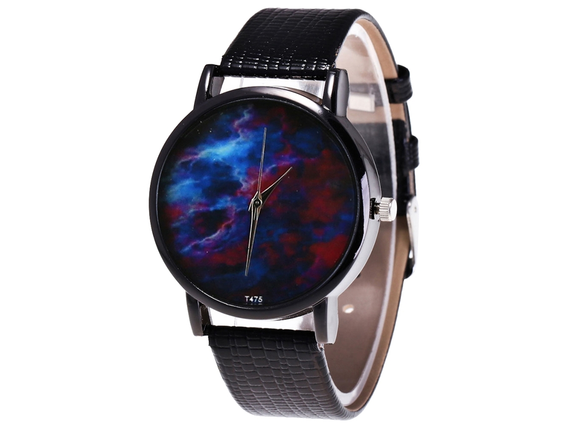 Relógio analógico de quartzo para homens e mulheres com pulseira de couro PU (preto)
