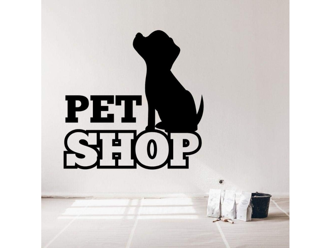 Adesivos de parede removíveis com silhueta de cachorro para decoração de pet shop, 30x30cm, em vinil.