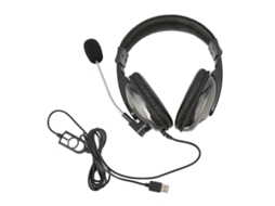 Auriculares USB para jogos com microfone e controlo de volume ajustável para PC, PS4 e portáteis | S/MARCA