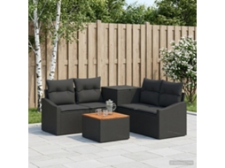 Vidaxl Conjunto De Sofás 6 Unid. Preto Rattan Poliéster E Aço