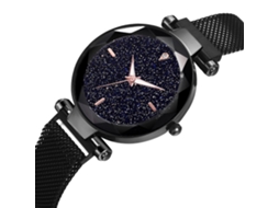 Relógio de Quartzo para Mulher Dama Estilo Elegante Pulseira de Liga com Fecho Magnético Preto