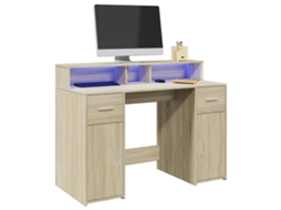 Vidaxl Secretária Luzes Led 120x55x91cm Deriv. Madeira Carvalho Sonoma