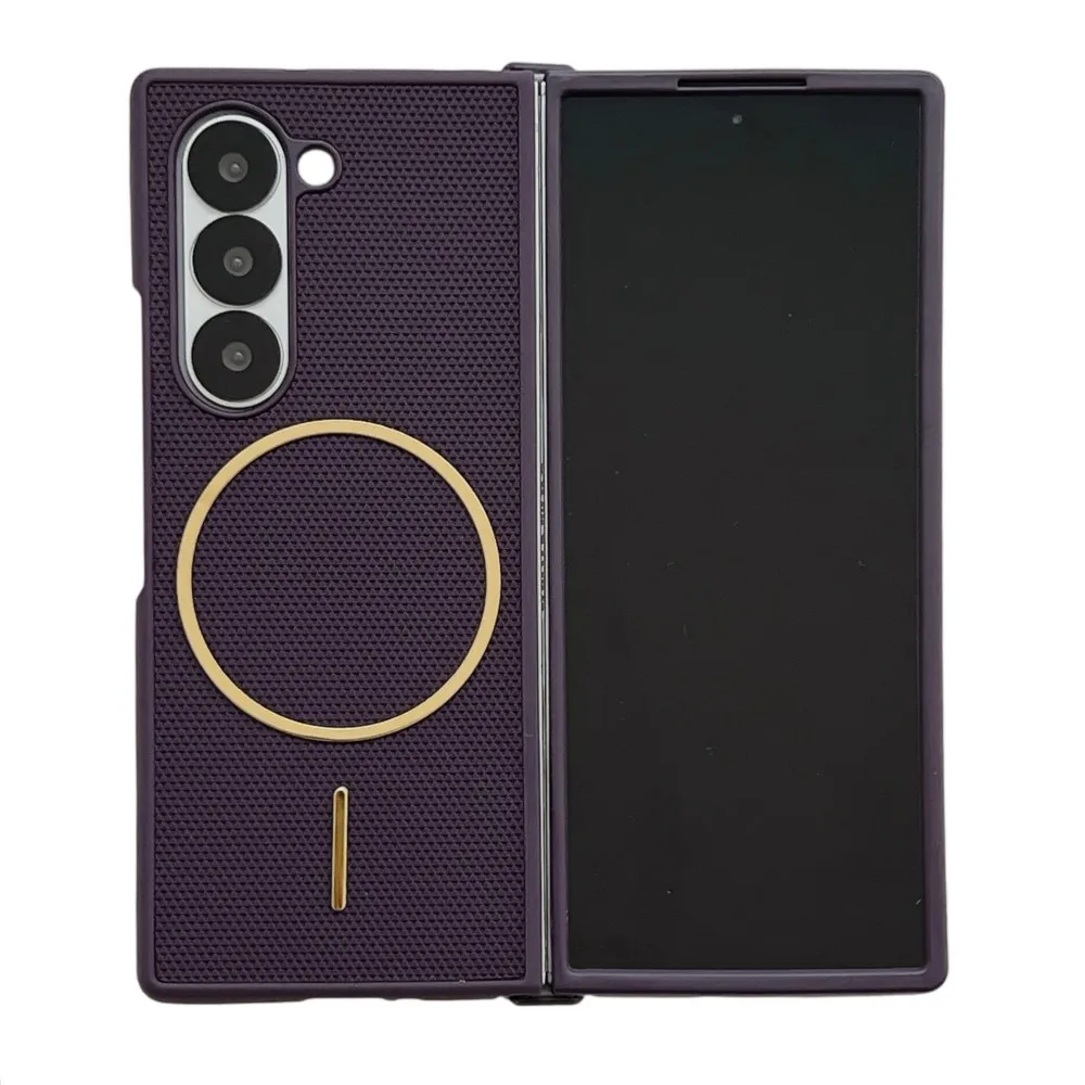 (roxo, Galaxy Z Fold4) Capa De Celular Fina E Luxuosa Em Pu Fosco De Cor Sólida, Compatível Com Carregamento Sem Fio Magnético.