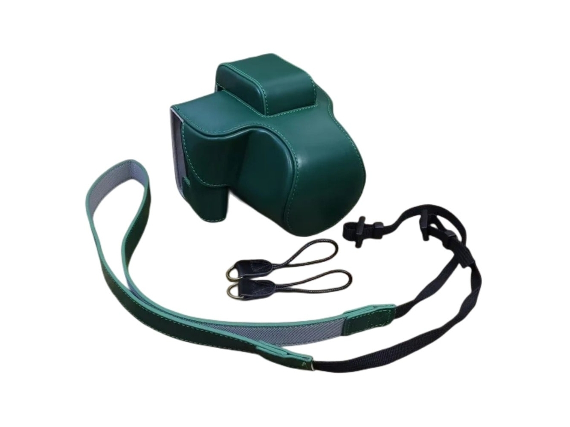 Capa De Couro Com Alça Para Canon Eos R50 Verde Brilvibera