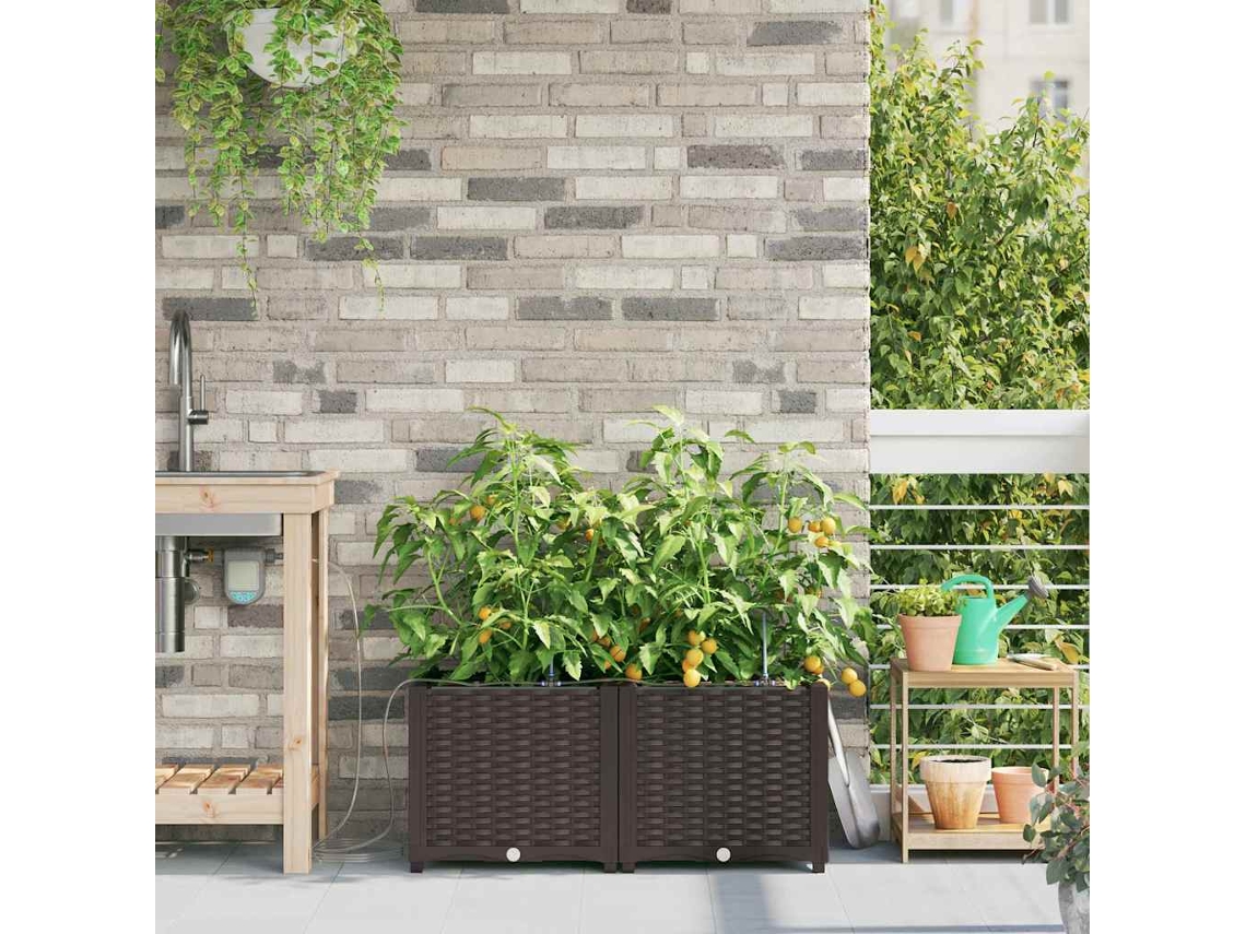 Vidaxl Vaso De Jardim 2 Unid. Castanho 80 X 40 X 37,5 Cm Pp