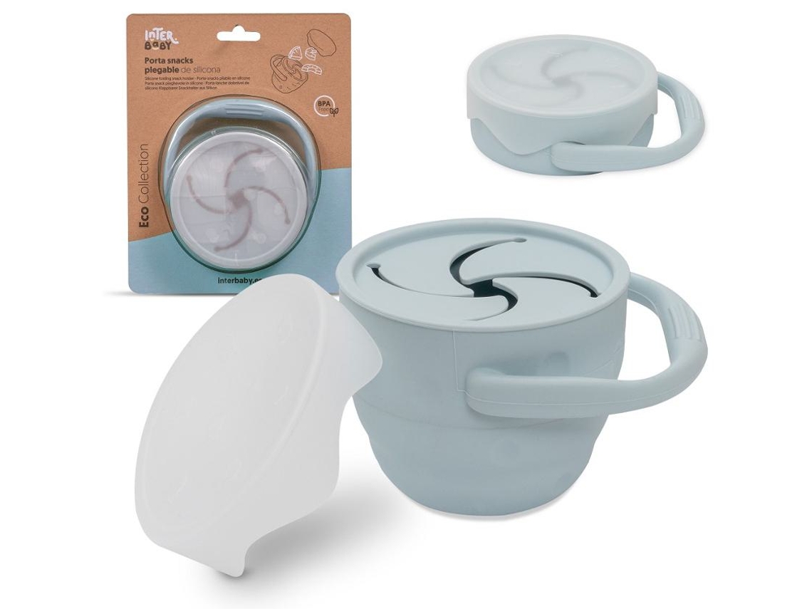 Porta Lanches Dobravel De Silicone Azul Cinzento