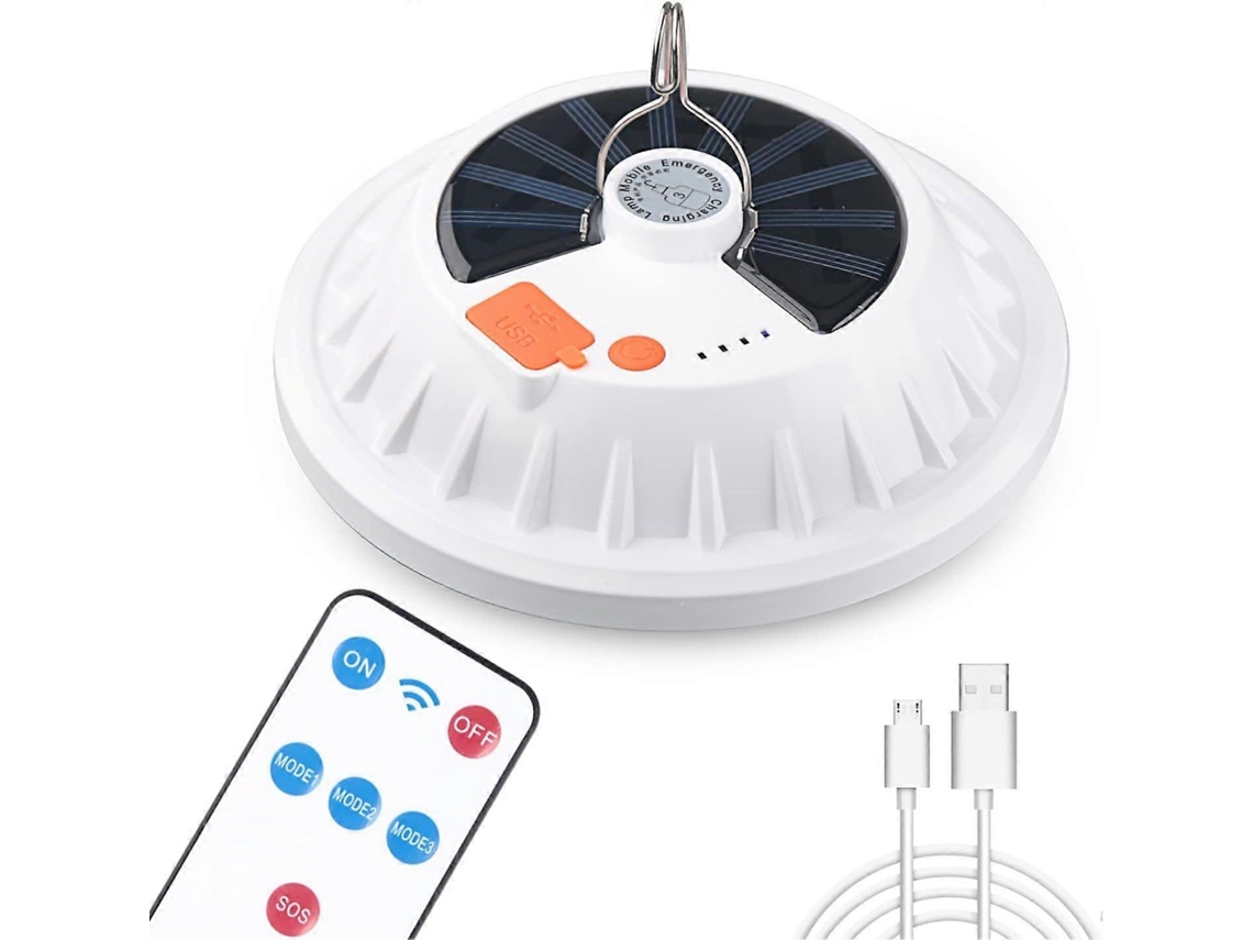 Luz Solar De Acampamento Com 120 Leds E Controle Remoto, Recarregável Por Usb, 5 Modos, À Prova Dágua Ipx7, Para Ambientes Externos. Olysi Shop