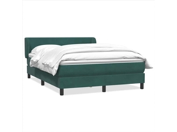 Cama Com Molas/colchão 160x220 Cm Veludo Verde-escuro